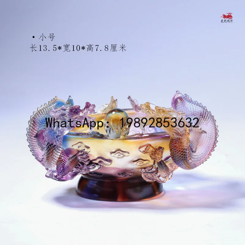 Spring and autumn glazed double dragon cornucopia ancient method lost wax firing ornaments crafts