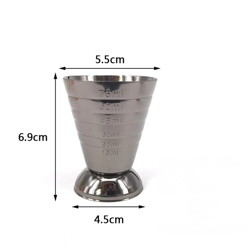 Stainless Steel Cocktail Measure Cup Cocktail Glass Mixed Drink Cocktail Shaker Jigger Measuring Home Bar Party Accessories 75ML