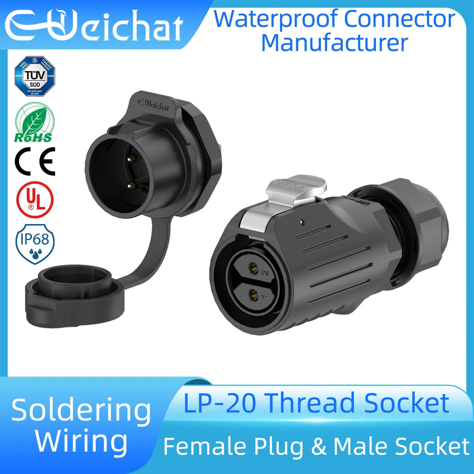 

LP20 Upgraded High Quality LP20 2-14Pin Circular Industrial Male&Female Solar Board Waterproof Connector Thread Socket
