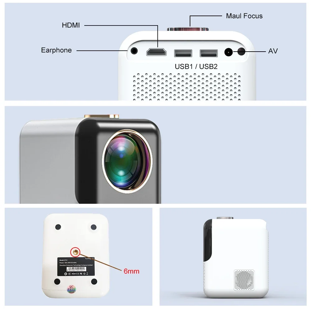 2025 Everycom ET31  Smart 4k Short Throw Fit for Kids 1080p for Home With