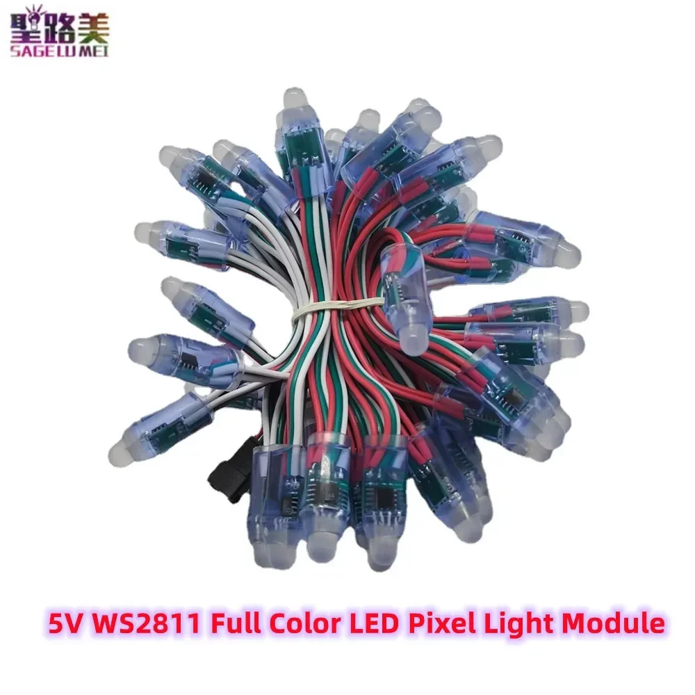 100ชิ้น/ล็อตไฟ LED พิกเซิล12มม. DC 5V WS2811 IP68สีเต็มรูปแบบกันน้ำ2811 IC RGB ไฟคริสต์มาส LED ดิจิตอล