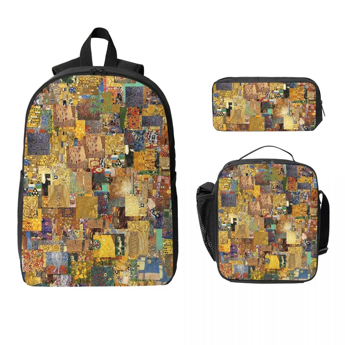 

Gustav Klimt Backpack Boys Girls BookBag School Bag Computer Shoulder Bags 3ps Insulated Lunch Bag Pencil Case