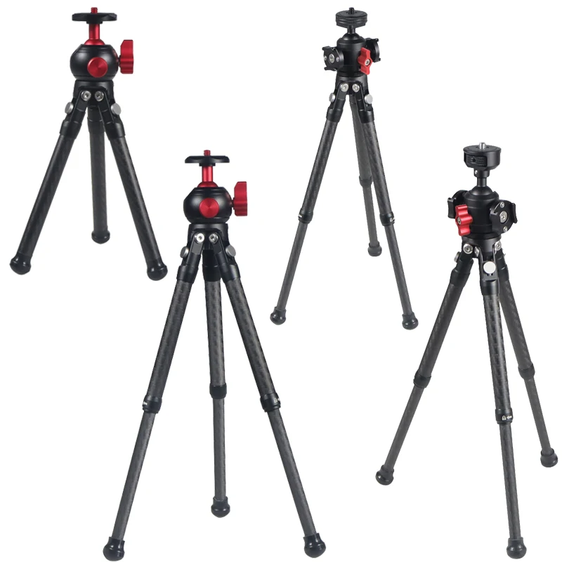 

Mini Carbon Fiber Tripod Lightweight Portable Tabletop Tripods with Handle Ball Head for DSLR Camera Phone