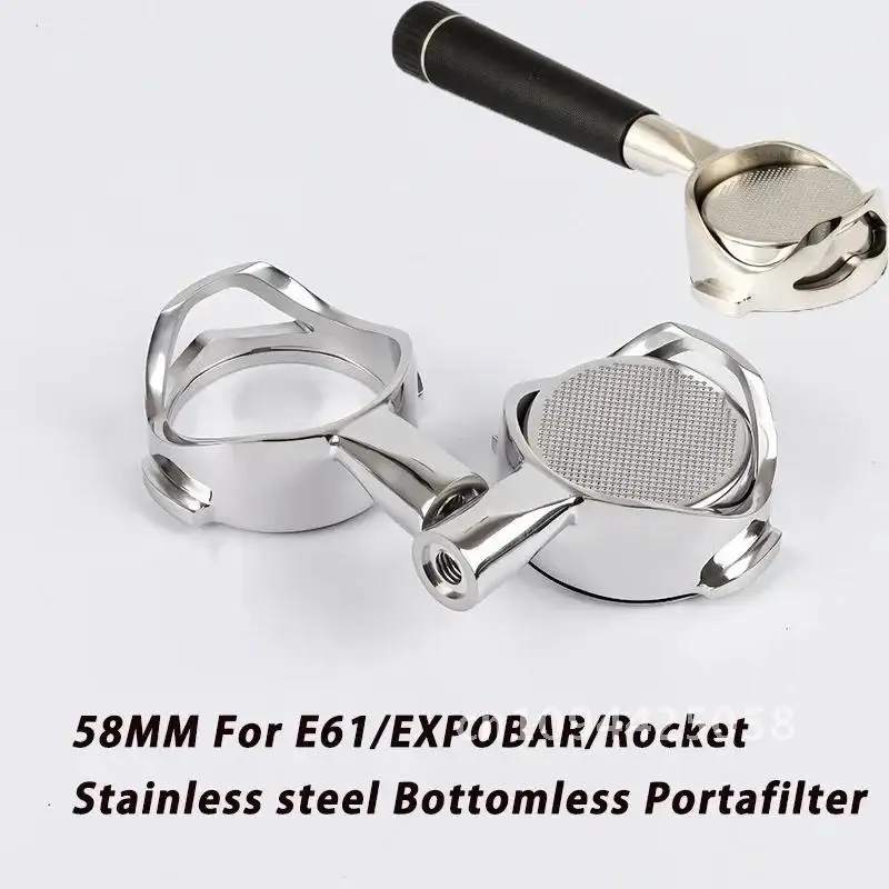 

58mm Bottomless Hollow Portafilter for E61/EXPOBAR/Rocket/Gemilai Universal Stainless Steel Espresso Machine Refit Filter