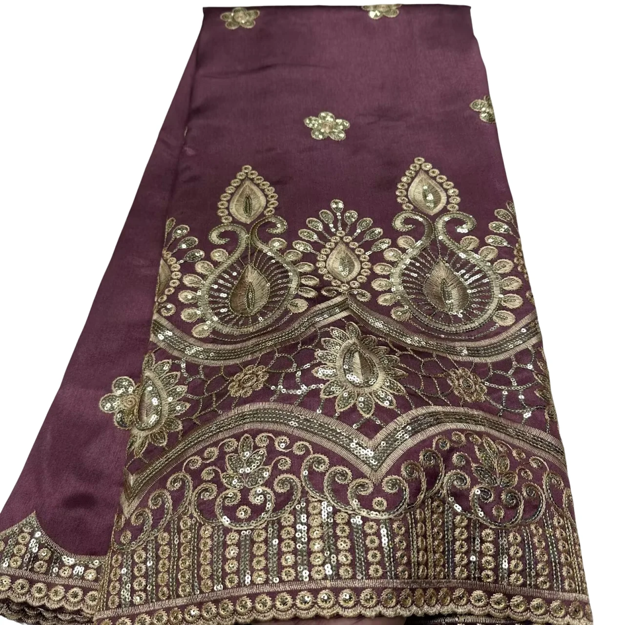 Popular 5 Yards African George Sequins Fabric High Quality Indian Raw Silk George Wrappers Hot Nigerian Lace Fabrics For Wedding
