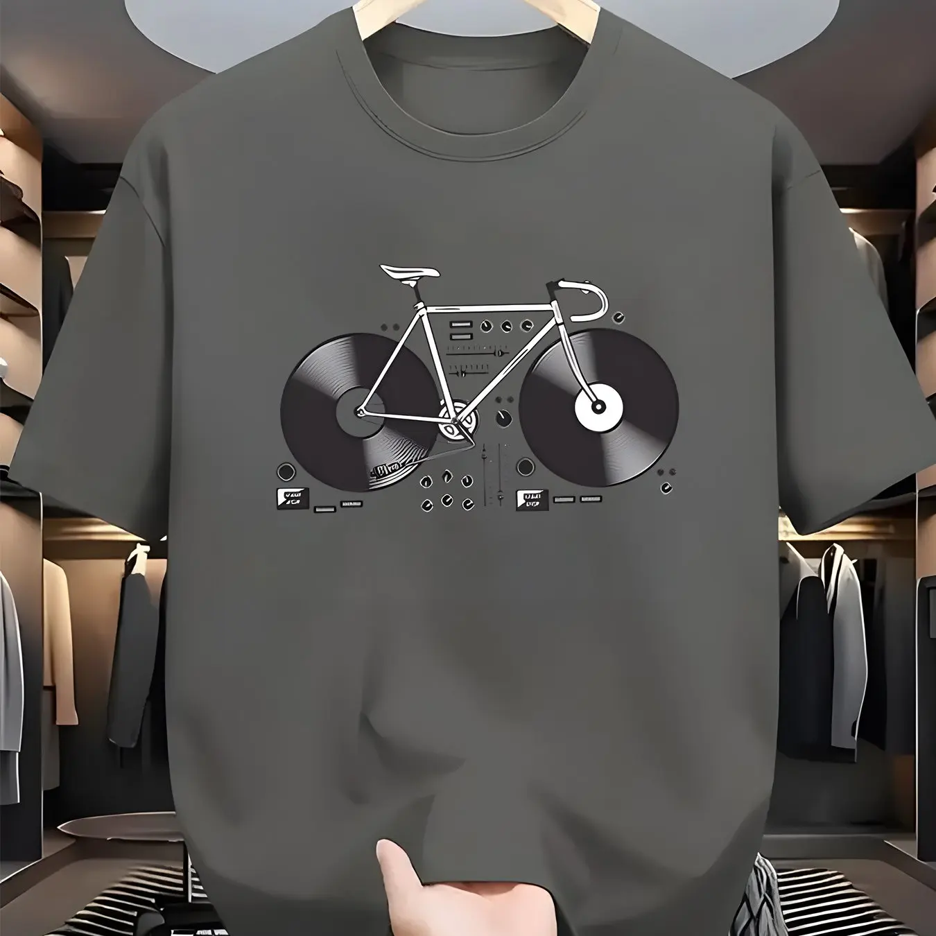 تي شيرت كاجوال للرجال بتصميم سجل دراجة فريد من نوعه من البوليستر المسامي ورقبة دائرية وأكمام قصيرة مثالي للصيف #3