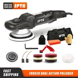 SPTA 6 Inch 125/150mm Forced Rotation Gear Orbital Action Polisher with Polishing Pads Brush Towel Wax Cleaning Set