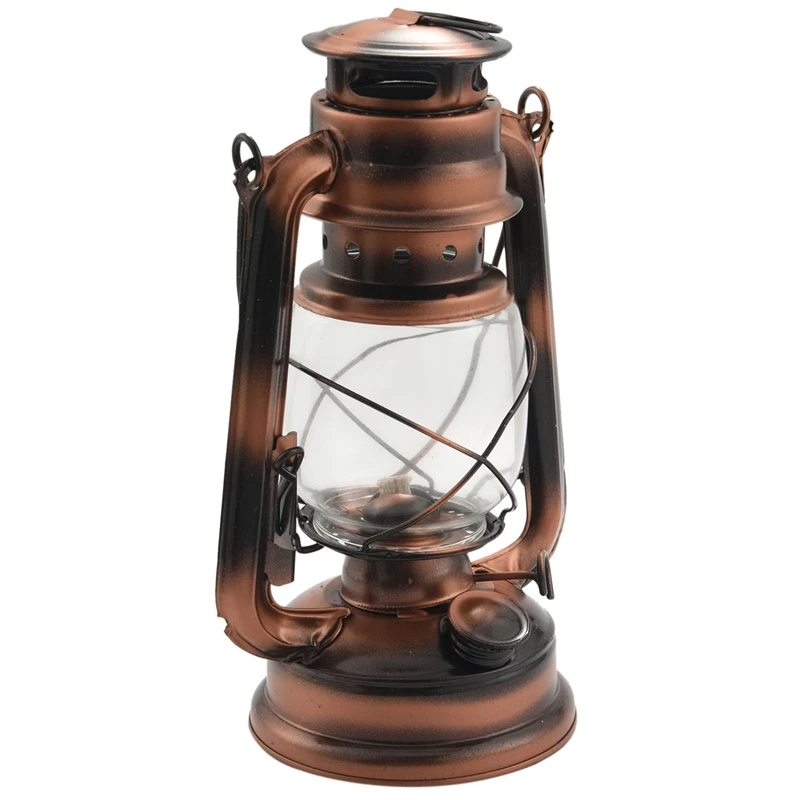 25Cm Iron Antique Bronze Oil Lanterns (Cover) Nostalgic Portable Outdoor Camping Lamp Leak Proof Seal Outdoor Camping Light