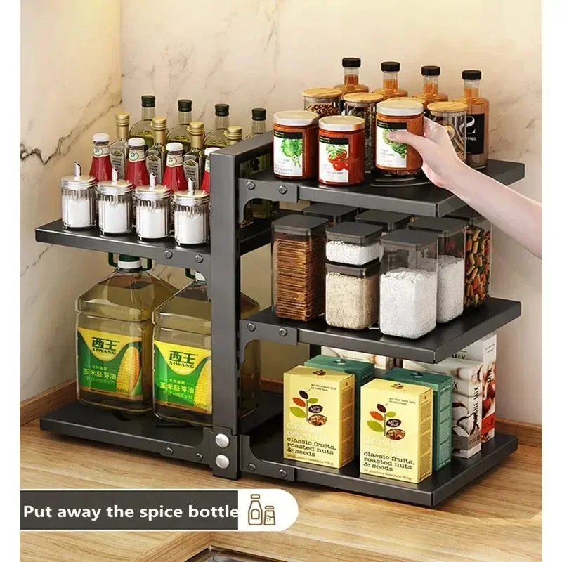

Kitchen Multi-layer Shelving, Multi-functional Under Sink Cabinet, Pot & Stove Rack, Countertop Storage Organizer