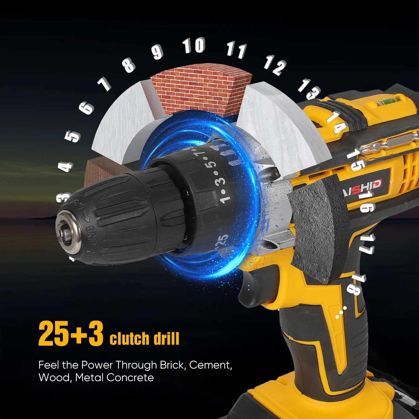 21V Akku-Schlagbohrmaschine Elektroschrauber Elektrischer Bohrhammer Mini Wireless Handbohrmaschine Lithium-Ionen-Akku Elektrowerkzeuge – Detail 3