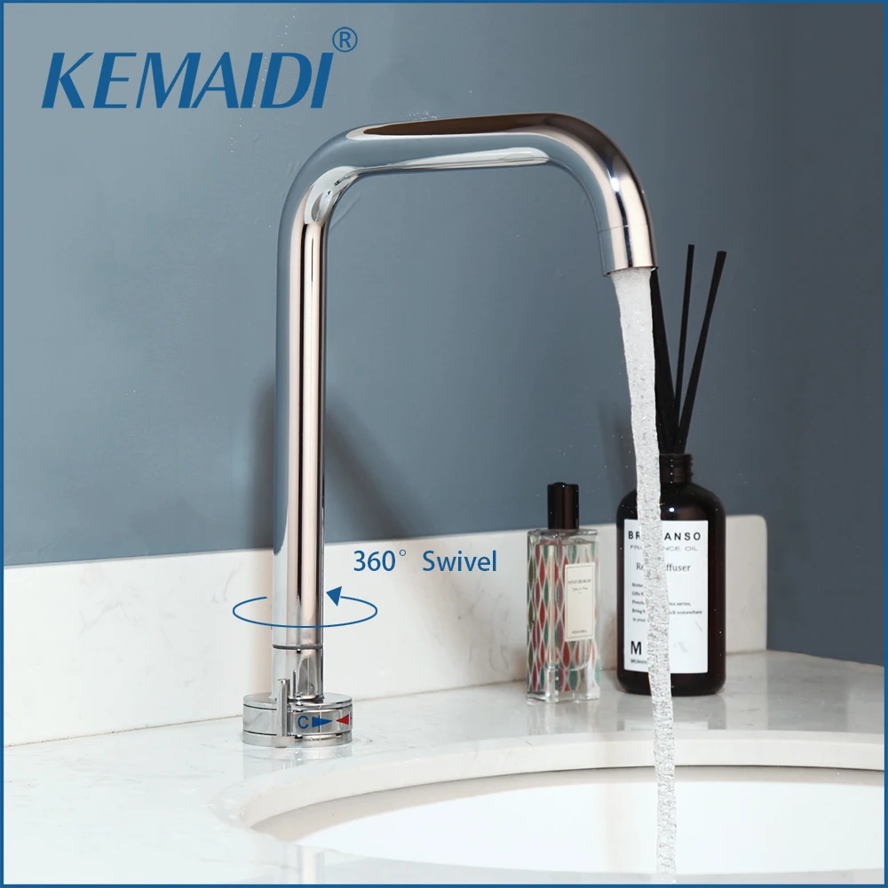 

KEMAIDI Bathroom Basin Faucet Chrome Finished Bathroom Sink Taps Cold and Hot Water Mixer Faucets Simple Design Black Tap