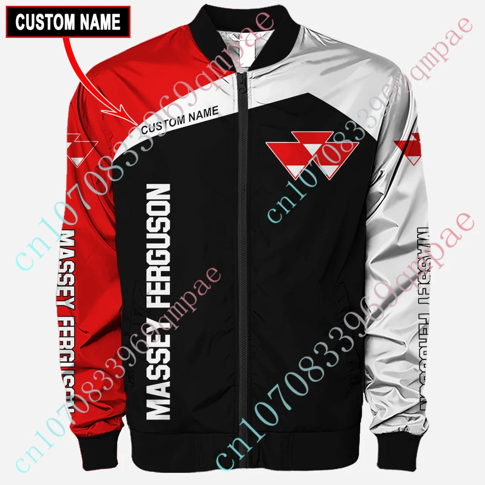 Massey Ferguson Bomber Jacket Harajuku Windbreaker Thick Coats Techwear Baseball Uniform Jackets For Men's Clothing Custom Logo