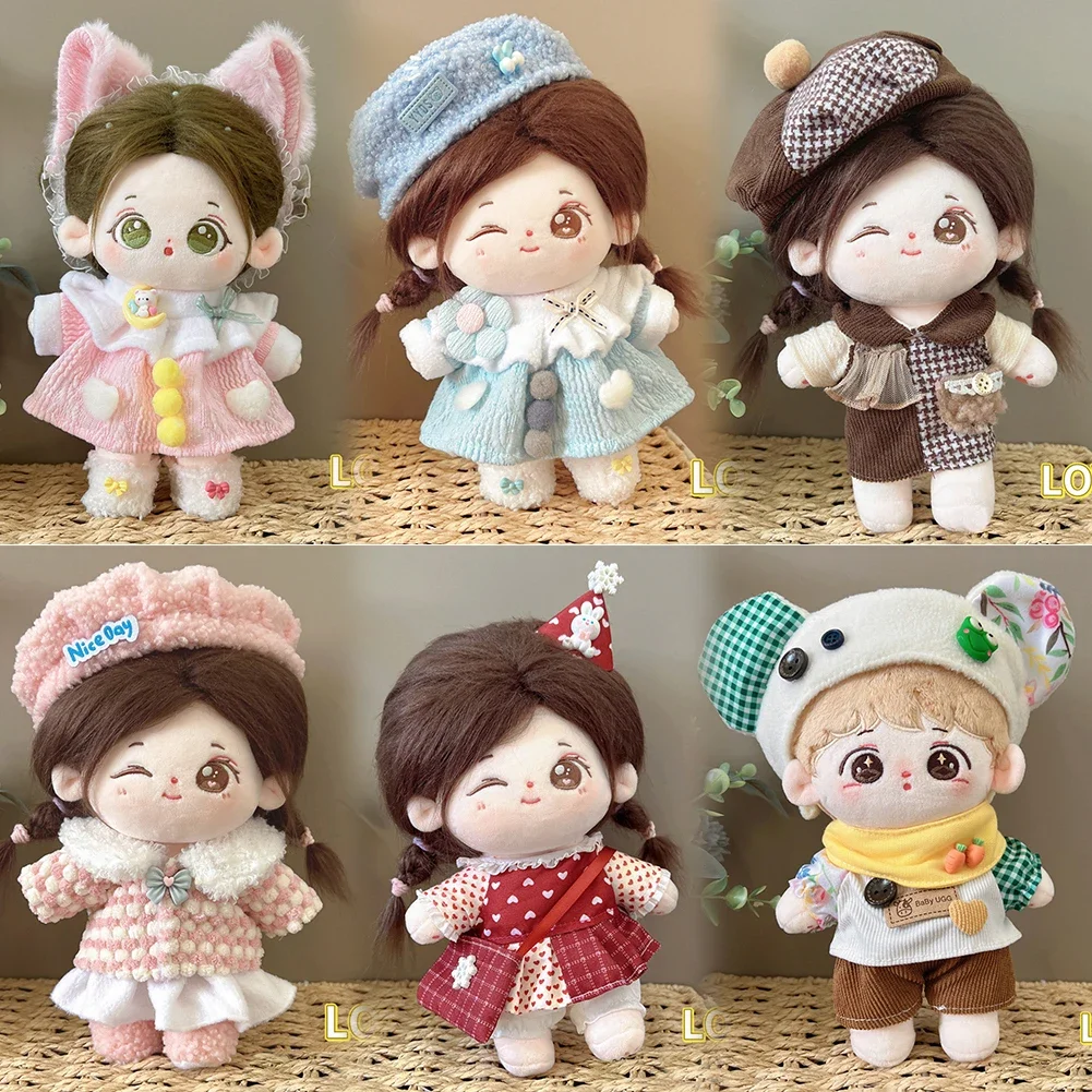 20CM Cotton Doll Girl's skirt Cartoon Plush Doll Outfit Dress Playing House  Accessories Mini Clothes  Kid Gift