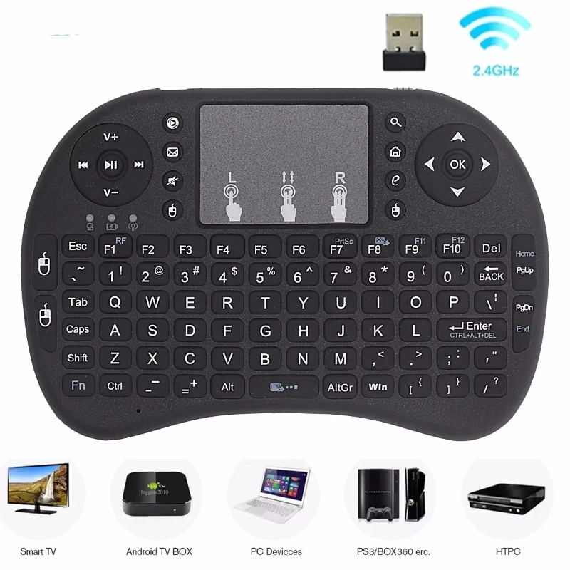 Wireless Keyboard Air Mouse Spanish French Azerty Russian Portuguese Brazil Language With Touchpad N Mini Backlit RGB PC TV Box