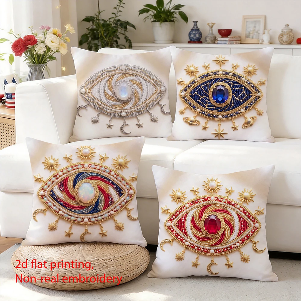 

4Pcs Evil Eye Print Pillow Covers Polyester Cushion Cases for Home Decoration Living Room Bedroom