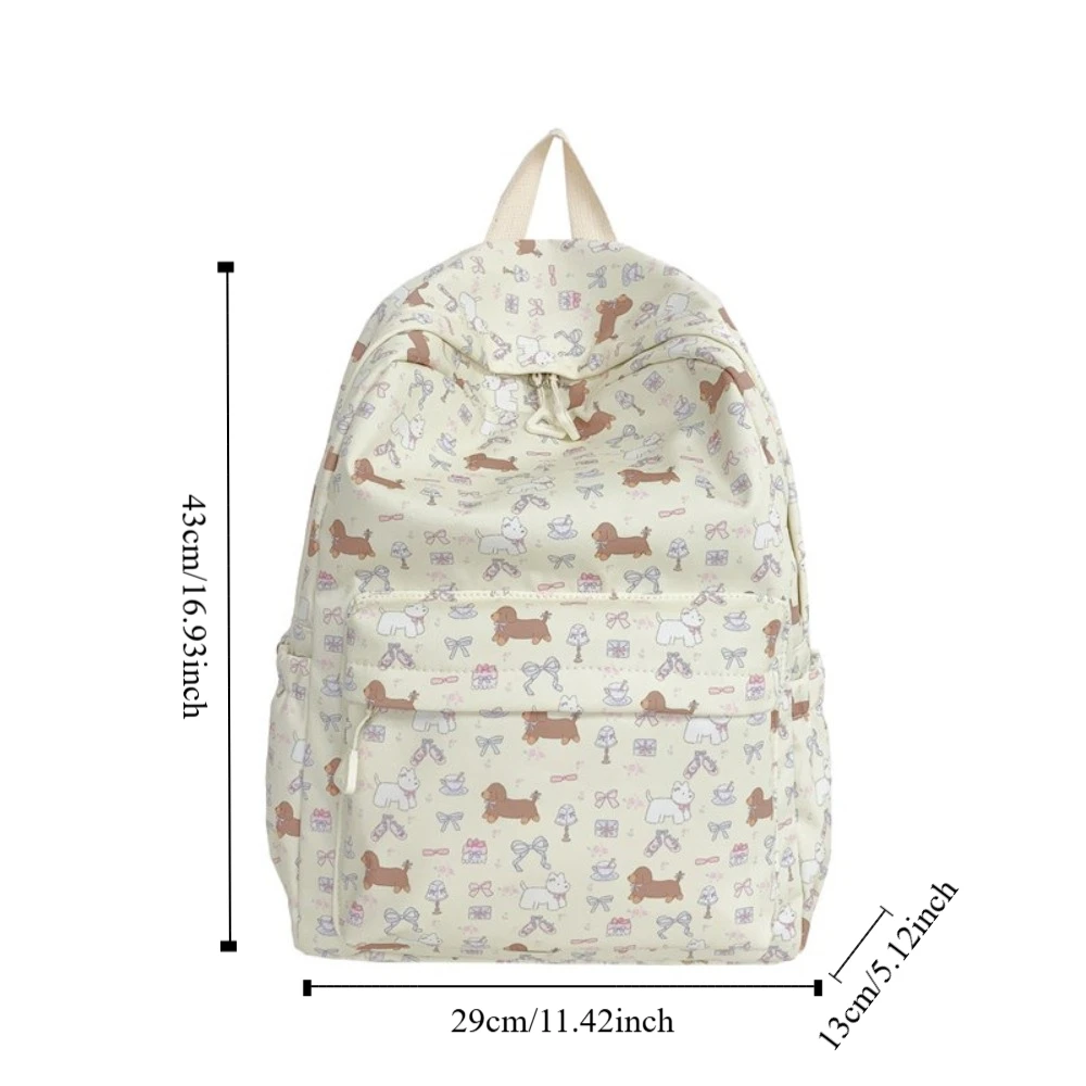 Creative Nylon Cute Dog Backpack Large Capacity Korean Style Students School Bag Handbag Travel Bag Shoulder Bag Outdoor