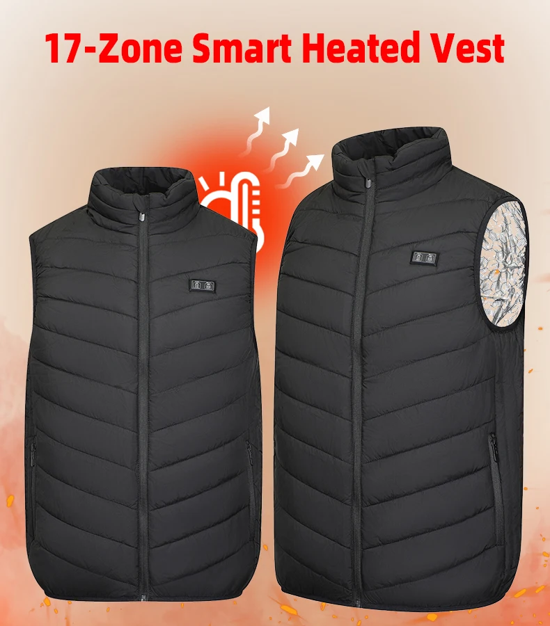 17-Zonen-Smart-Heizweste mit unabhängiger Doppelzonen-Steuerung und drei Temperaturstufen – Outdoor-Freizeitjacke – Detail 1