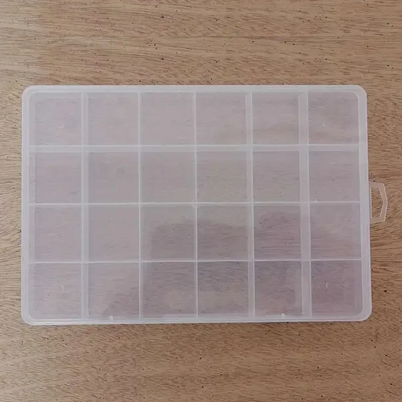 24 Grids Clear Plastic Storage Box Empty Organizer Container Rhinestone Decor Box Nail Part Box 1pcs for Mini Nail Accessories