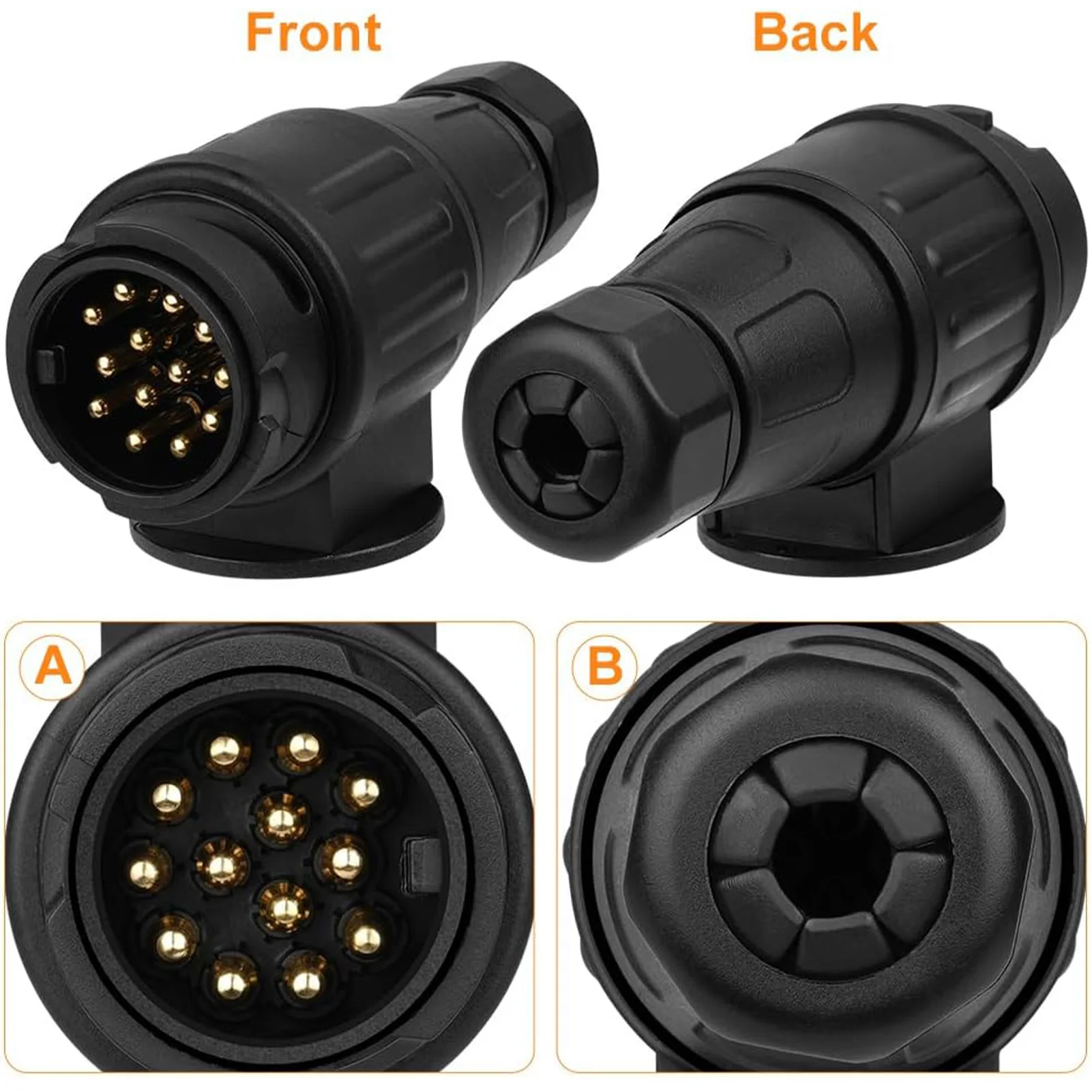 Adaptador de Remolque de 12V y 13 Pines, Conector Eléctrico Impermeable de Plástico para Remolque, Adaptador de Cableado de 13 Polos