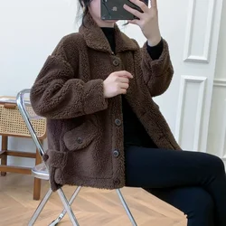 Imitation Sheep Sheared Fur Jacket Women's Short Outwear Autumn Winter New Fur One Grain Velvet Coat Korean Loose Warm Parka