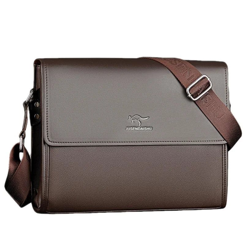 Vintage PU Leather Men Shoulder Bag Large Capacity Business Man Crossbody Messenger Bag Luxury Male Handbag Fashion Sling Bag