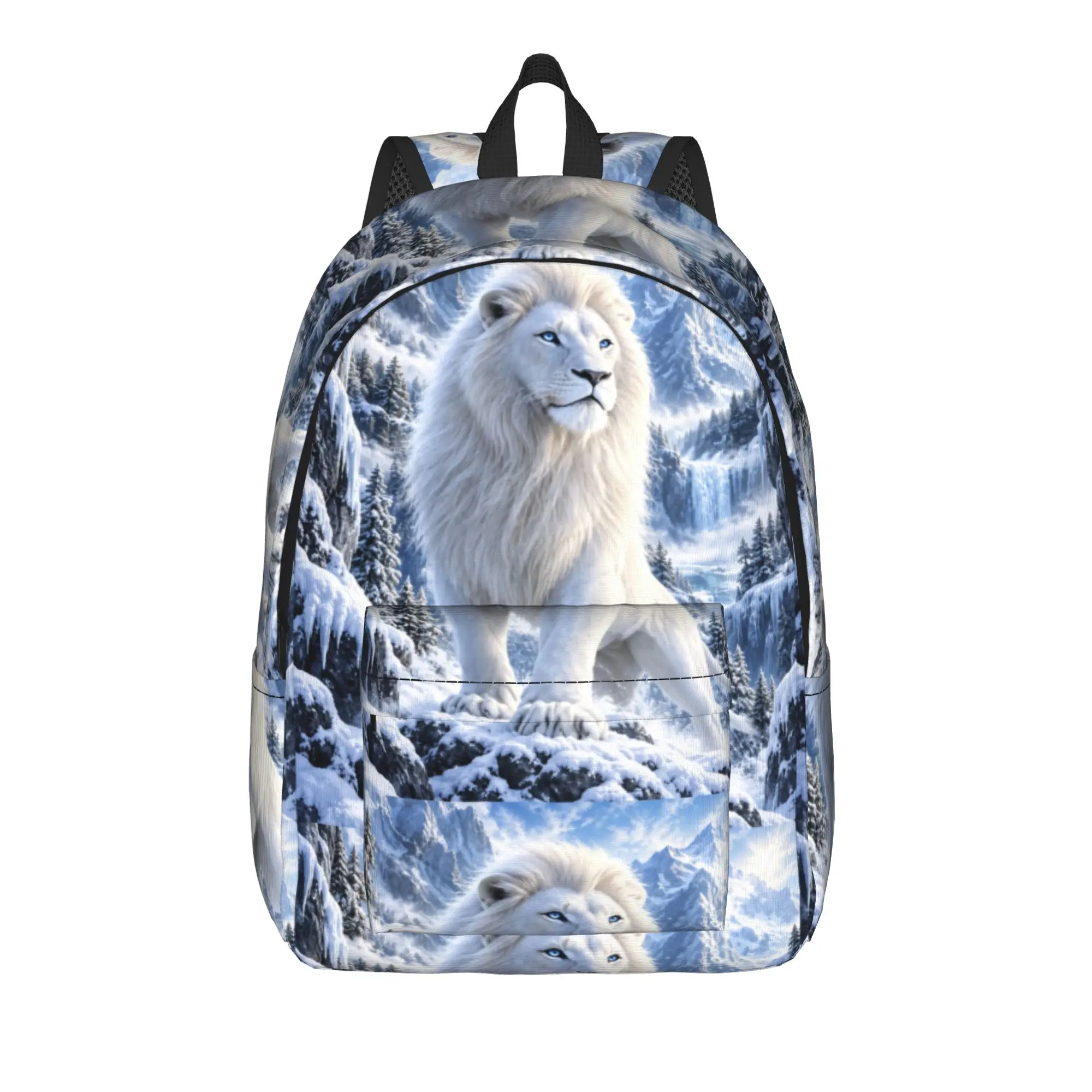 White Lion Single Digital Printed Backpack  Cycling Backpacks Youth Kawaii School Bags Designer Soft Rucksack