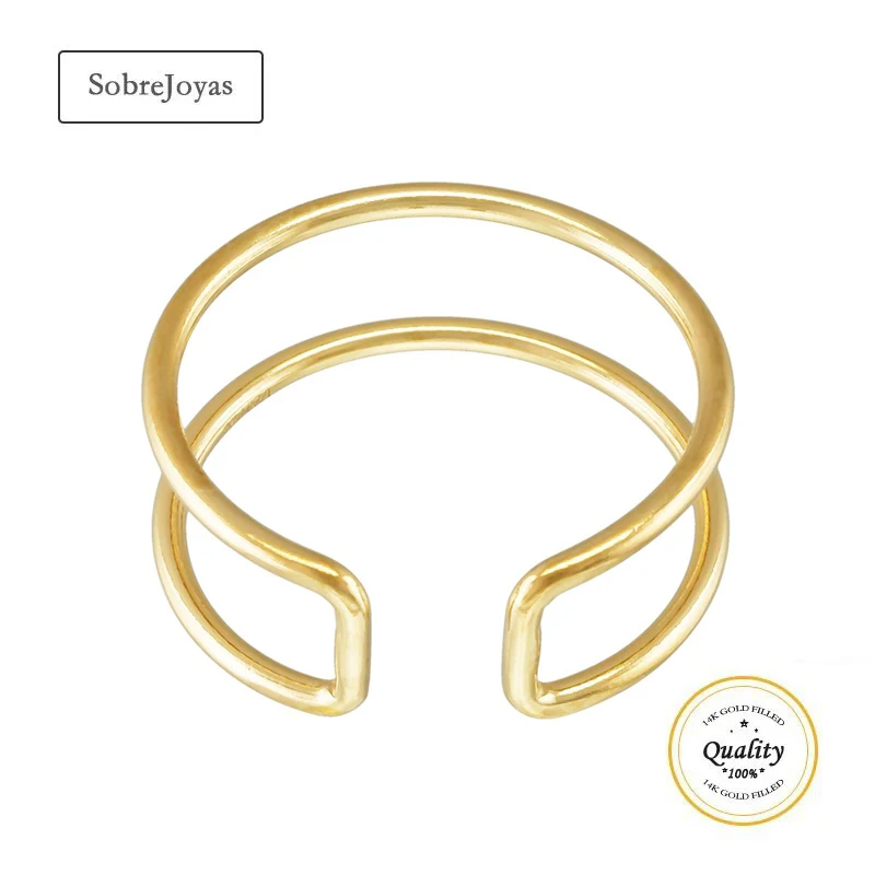 

Double Rings 14K Gold Filled Adjustable Double Rings Boho Gold Jewelry Minimalist Knuckle Ring Gold Rings for Women
