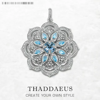 Blue Lotus Flower Pendant Summer Brand New Jewelry 925 Sterling Silver Accessories Vintage Gift For Women