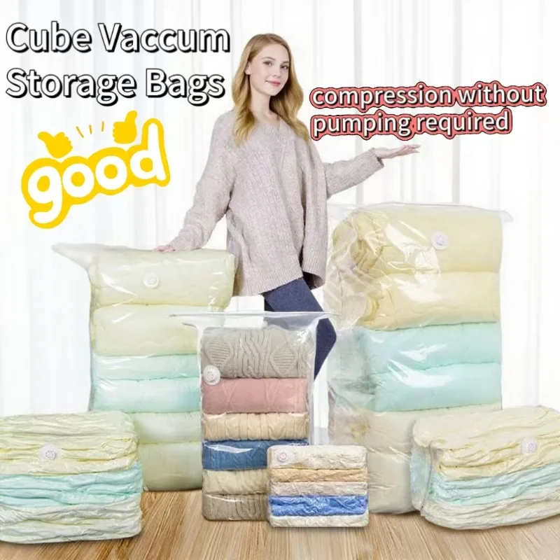 Würfel-Vakuum-Aufbewahrungsbeutel, Umbo-Vakuumversiegelungsbeutel für Kleidung, Bettwäsche, Decke, Bettdecke, Kissen, Idee für Reisen und Schrank