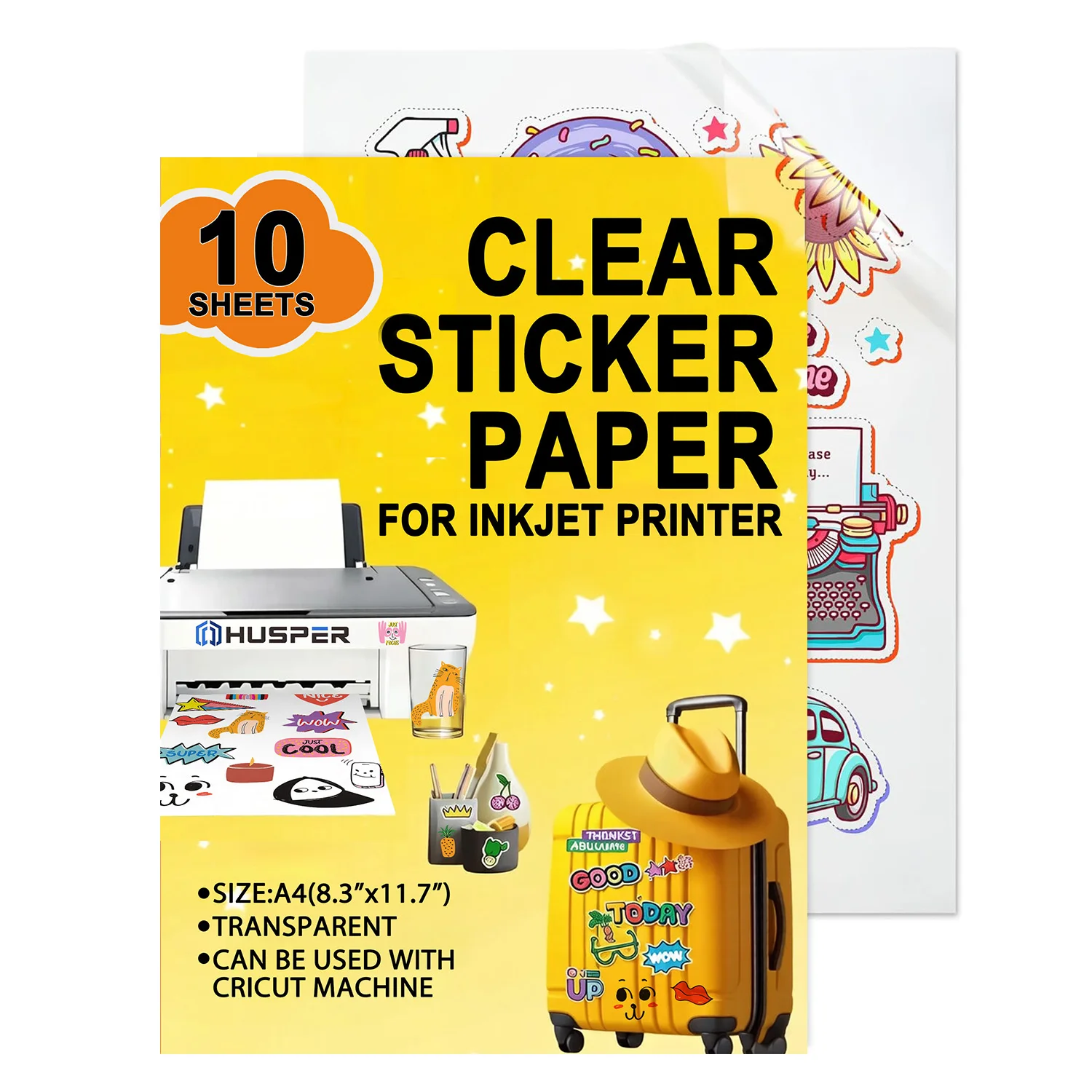 

Прозрачная глянцевая виниловая бумага формата А4 для струйных принтеров, 10 листов прозрачной бумаги для наклеек для поделок, этикеток и скрапбукинга