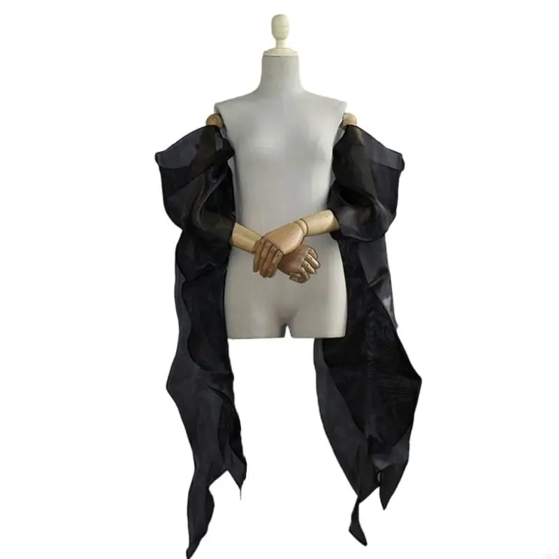 

Bridal Sleeves Seethrough Sheer Detachable Arm Covers Decorative Trailing Floating Sleeves For Bride Photography Props