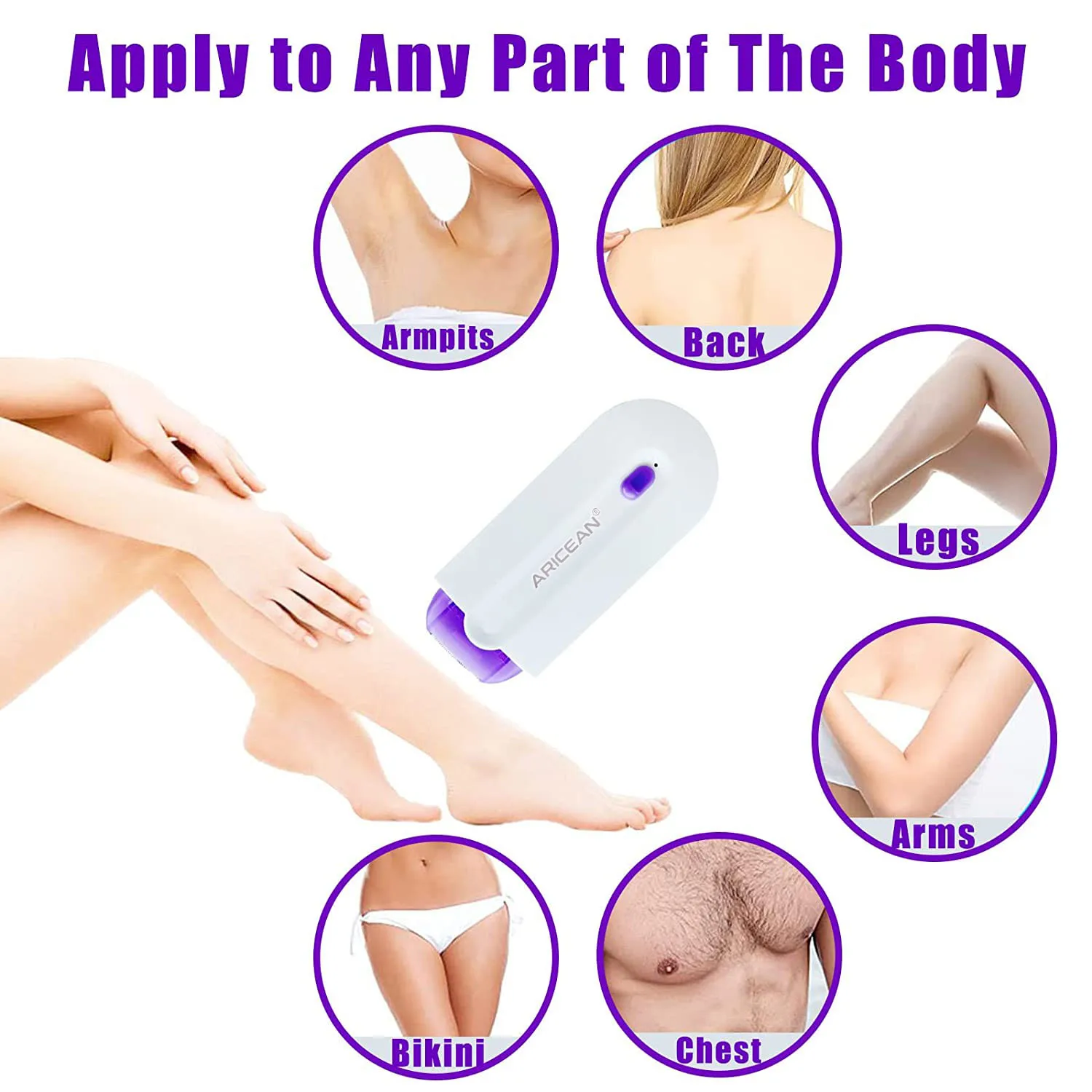 Professional ผมไม่เจ็บปวด USB Remover แขนลูกวัวเครื่องกําจัดขนแบบชาร์จไฟได้ 2 ใน 1 ผู้หญิง Body Face ขาบิกินี่มือโกน Depilator