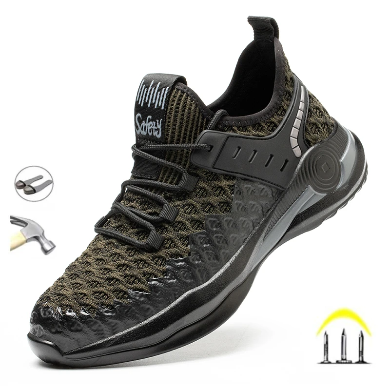 

Men's Light Breathable Soft Safety Shoes Steel Toed Shoes Anti Slip Anti Smashing Work Shoes Men's