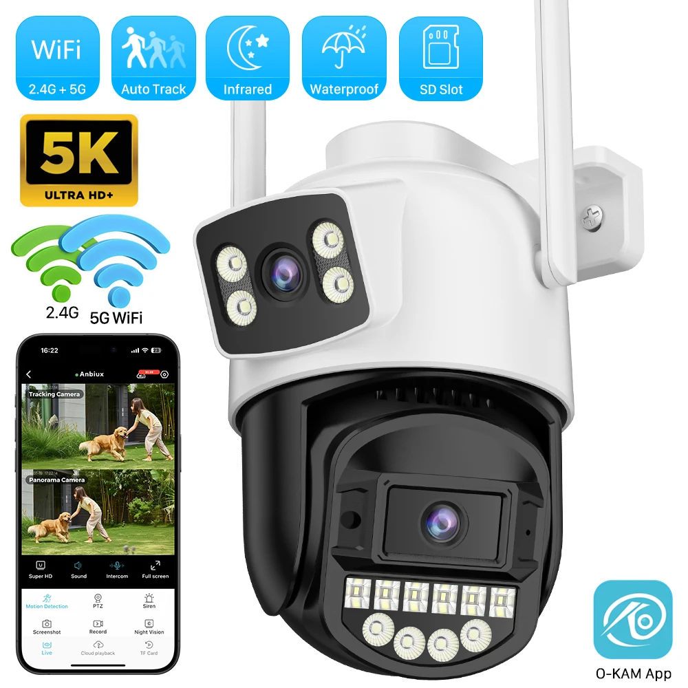 10MP 5K 4X Zoom Dual Lens Wifi Camera Waterproof IP66 HD 8MP Color IR Night Vision Auto Tracking Cloud Wifi Surveillance Cameras