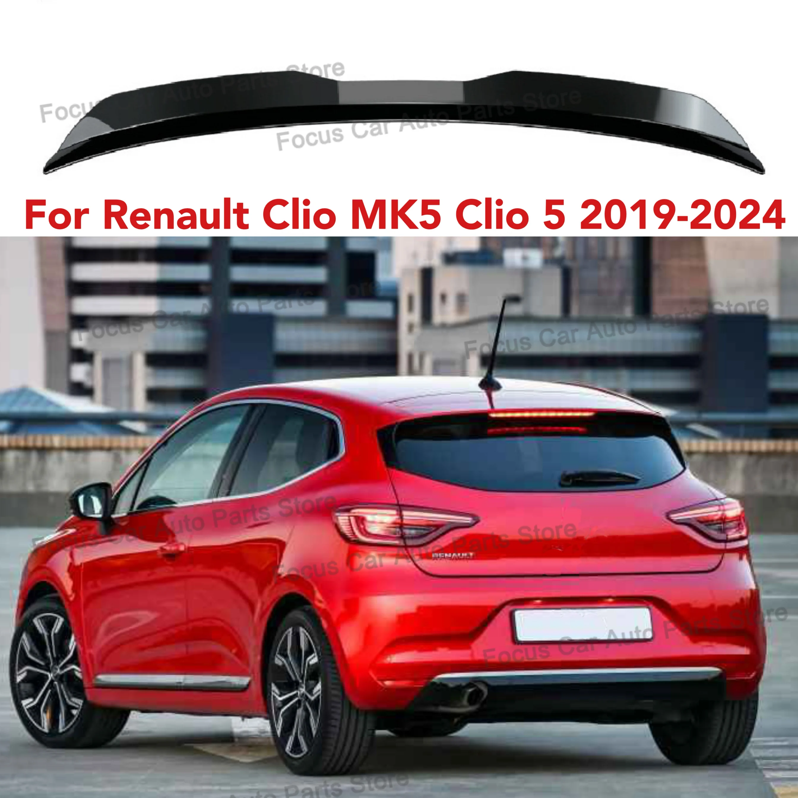 For Renault Clio MK5 Clio 5 2019-2024 Rear Roof Spoiler Wing Glossy Black Car Rear Tail Wing Decoration Tuning Rear Spoilers