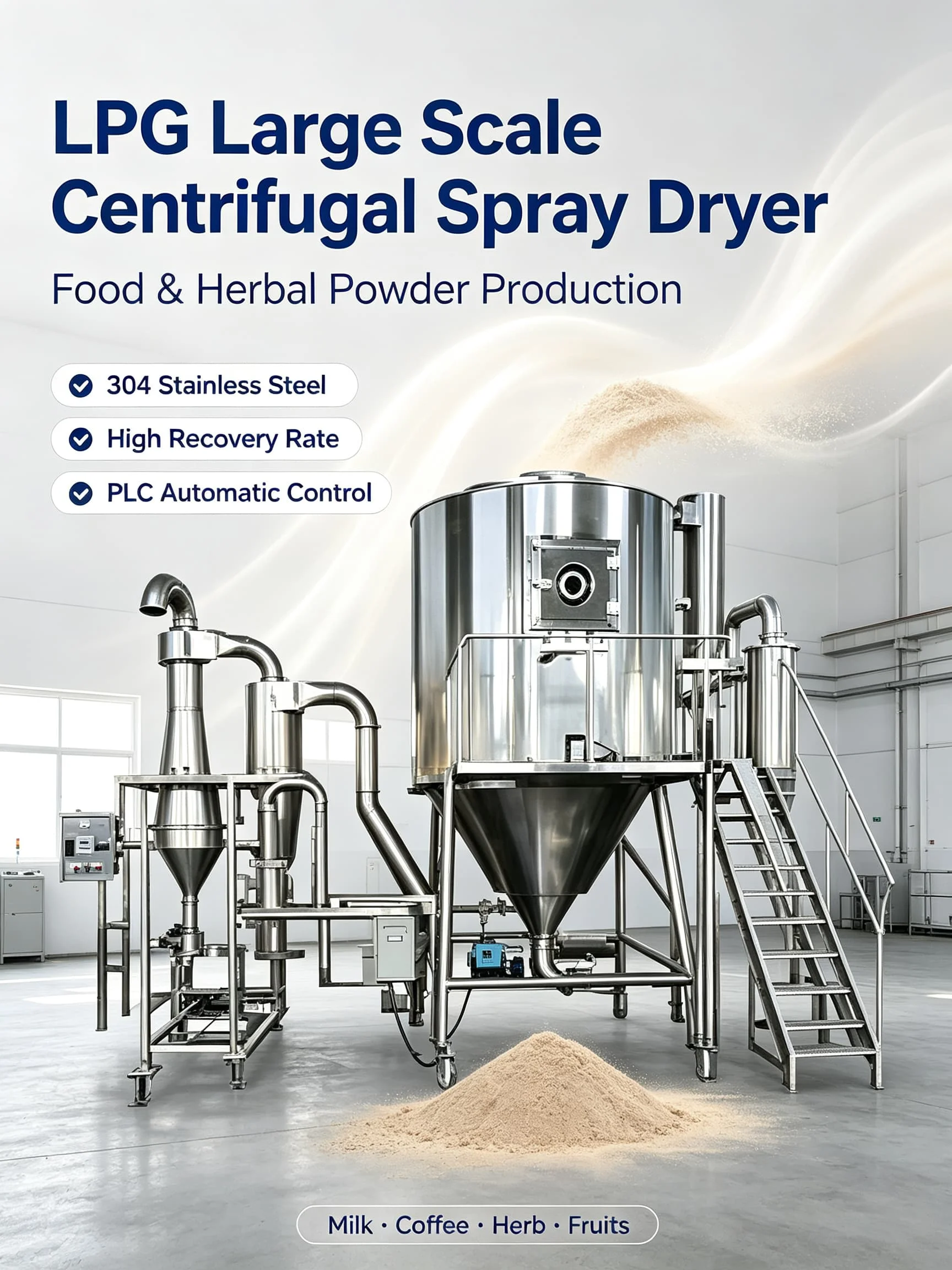 Organic Solvent Spray Drying System Single Stage Cyclone Powder Collector Dryer Multi Stage Filtration Spray Drying Unit