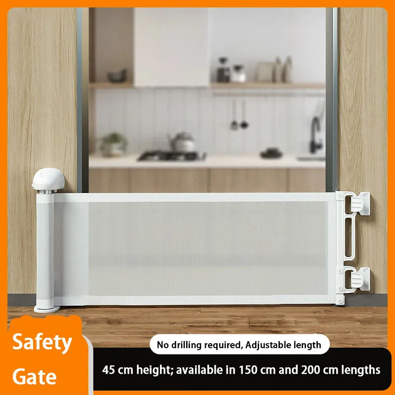 Safety Gate Railing, No Drilling Required, Adjustable, Easy to Install Staircase Safety Guardrail 45 cm High Width 150 cm/200 cm
