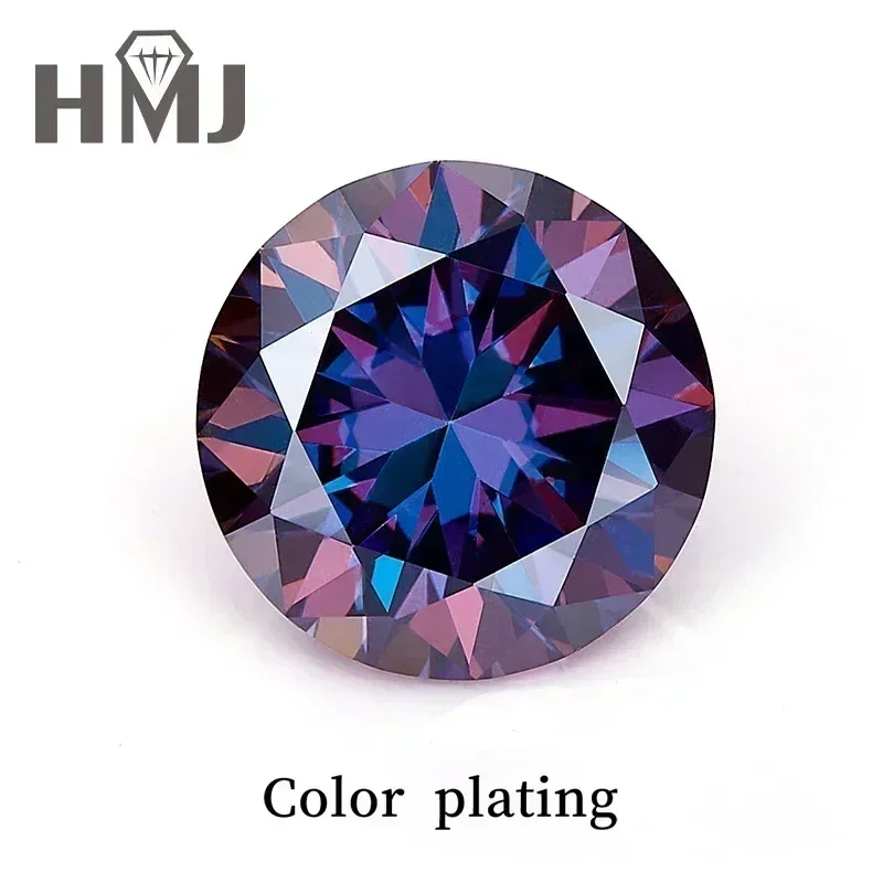 

Moissanite Stone Round Cut Rainbow Purple Colour Lab Created Gemstone Diamond Jewelry Making Materials With GRA Certificate