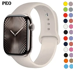 Silicone Band For Apple Watch series 10 46mm 42mm strap 44mm 45mm 40mm 41mm sport bracelet iwatch 8 7 6 5 4 3 SE 9 Ultra 2 49mm