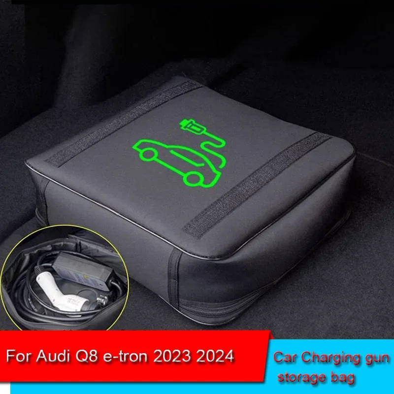 

For Audi Q8 e-tron 2023 2024 Waterproof Retardant Trunk Storage Box Accessory EV Car Portable Charging Cable Storage Carry Bag