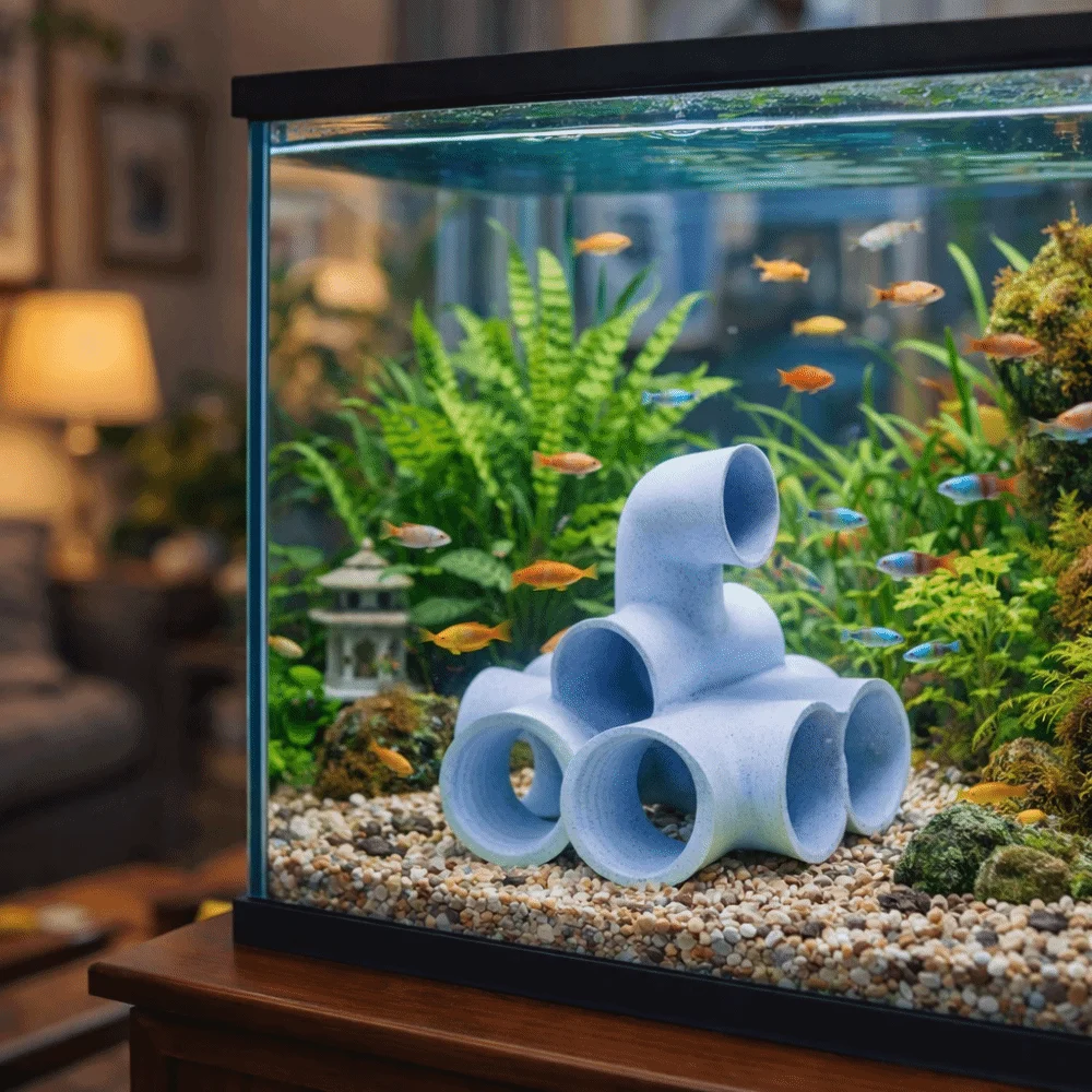 

3D Printed Fish Shrimps Shelter Pipe-Shaped Plastic Fish Tank Ornament Curve Design Labyrinth Tunnel Fish Shrimp Reptiles