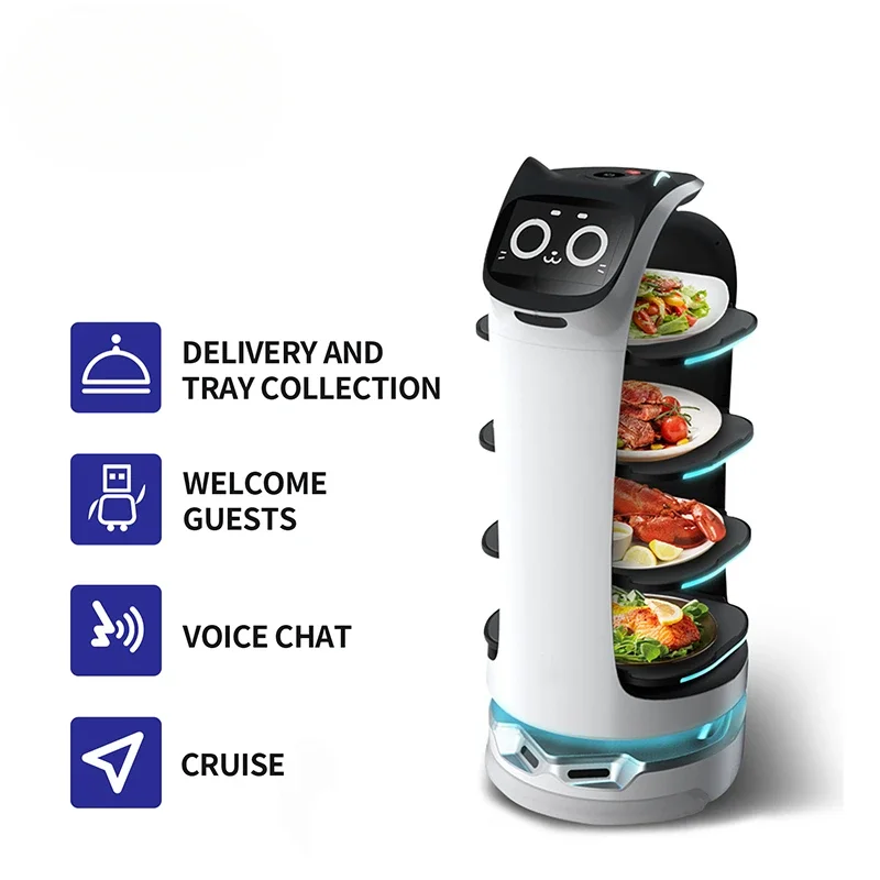 Automatic Charging Driverless Food Delivery Robot Smart Remotly Control Delivery Robot Waiter