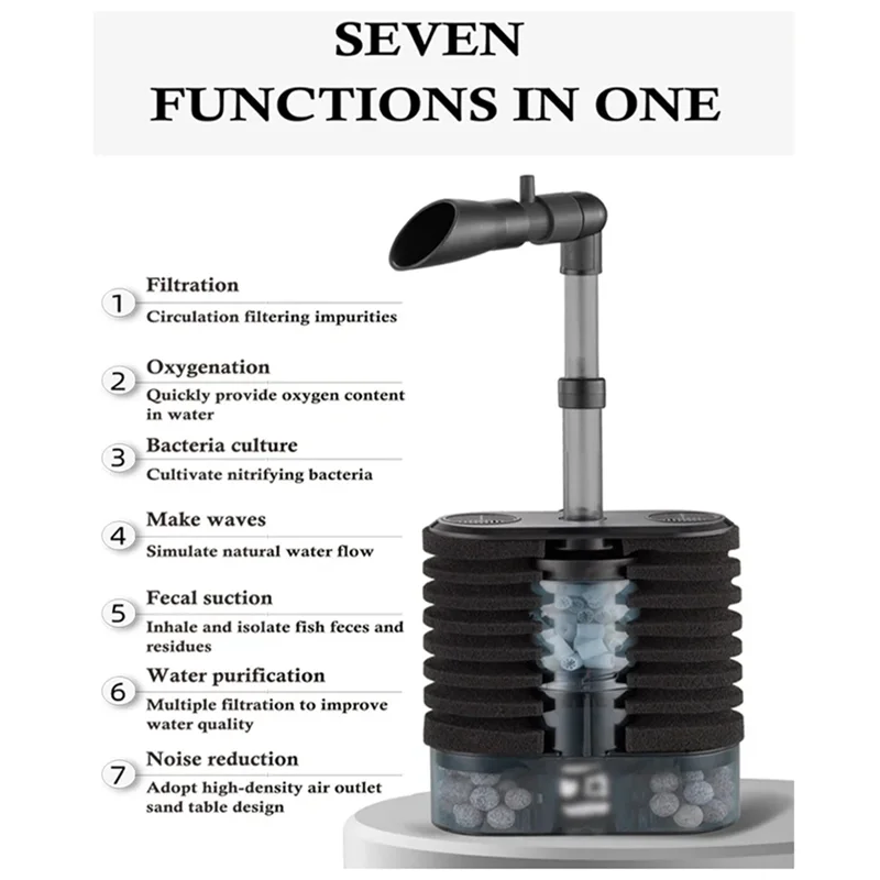ABJO-Essential Air Lifting Internal Filter For Freshwater Aquariums, Suitable For Small And Medium Fish Tanks