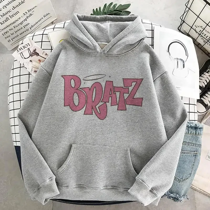 Bratz list drukuj duże rozmiary bluzy z kapturem kobiety mężczyźni bluza z kapturem Hip Hop z długim rękawem Streetwear unisex wygodne ubrania topy