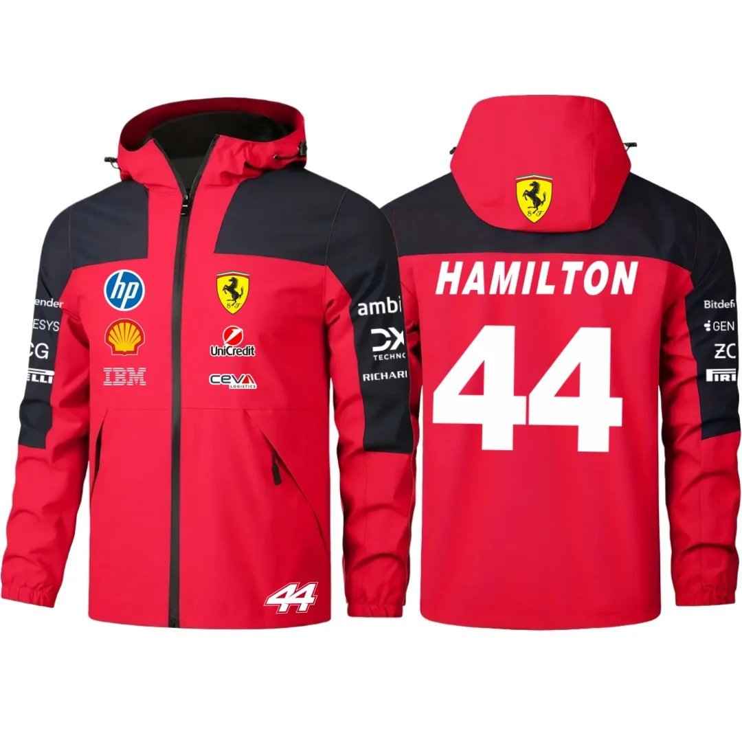 2026 Ferrari F1 driver No.16 Leclerc No.44 Hamilton same jacket with number, thin jacket for spring and autumn seasons, windproo view 2
