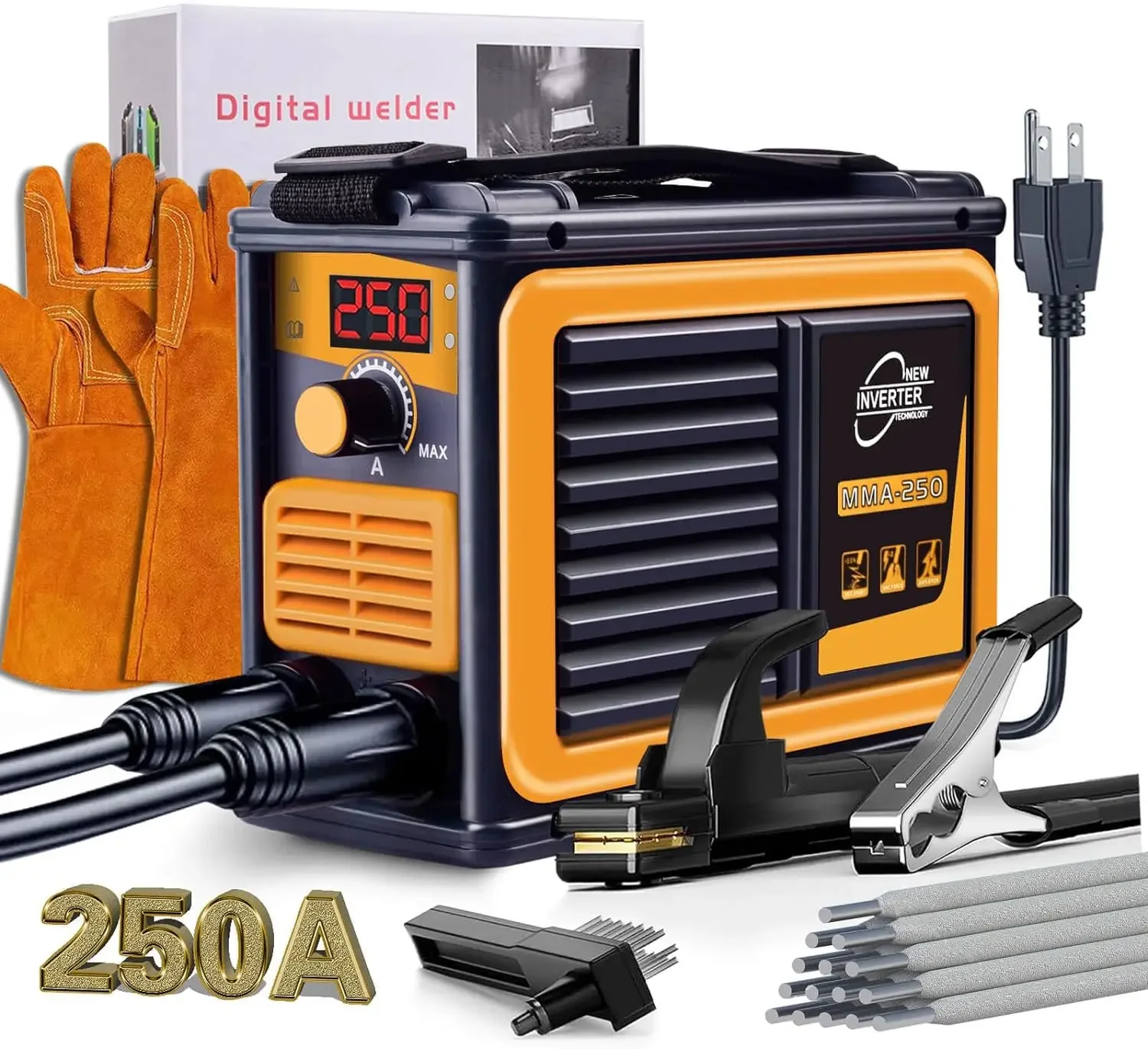 2024 HOT 250A Super Mini Welding Machine, 10PCS Welding Rods Welding Gloves