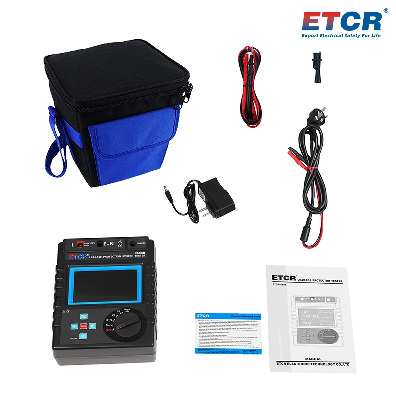 ETCR8600B New High quality Leakage protector tester meter 5-1000mA,RCD Residual Current Device Tester