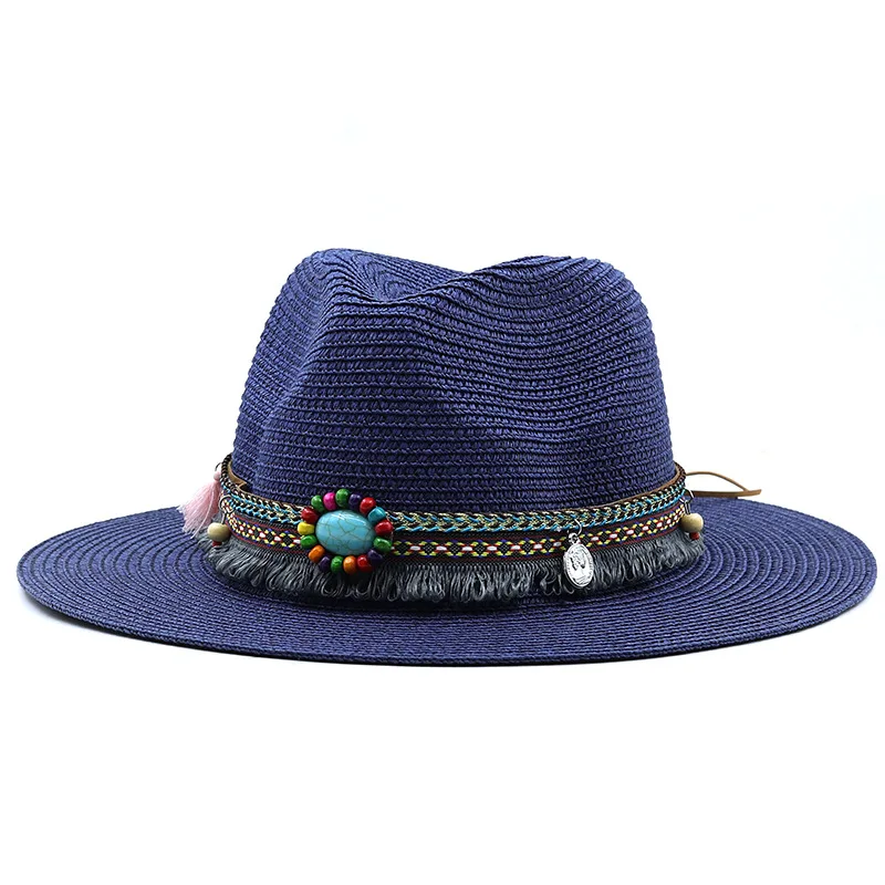 Summer Beach Hat Men and Women Couple Denim Visor Sun Hat Minority Style Denim Straw Hat