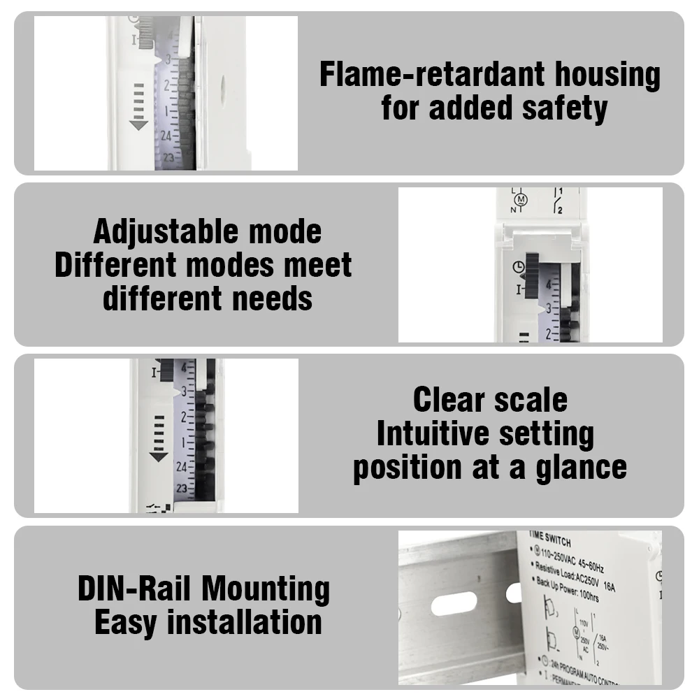 SUL180a 15 Minutes Mechanical Timer 24 Hours Programmable Din Rail Timer Time Switch Relay Measurement Analysis Instruments New