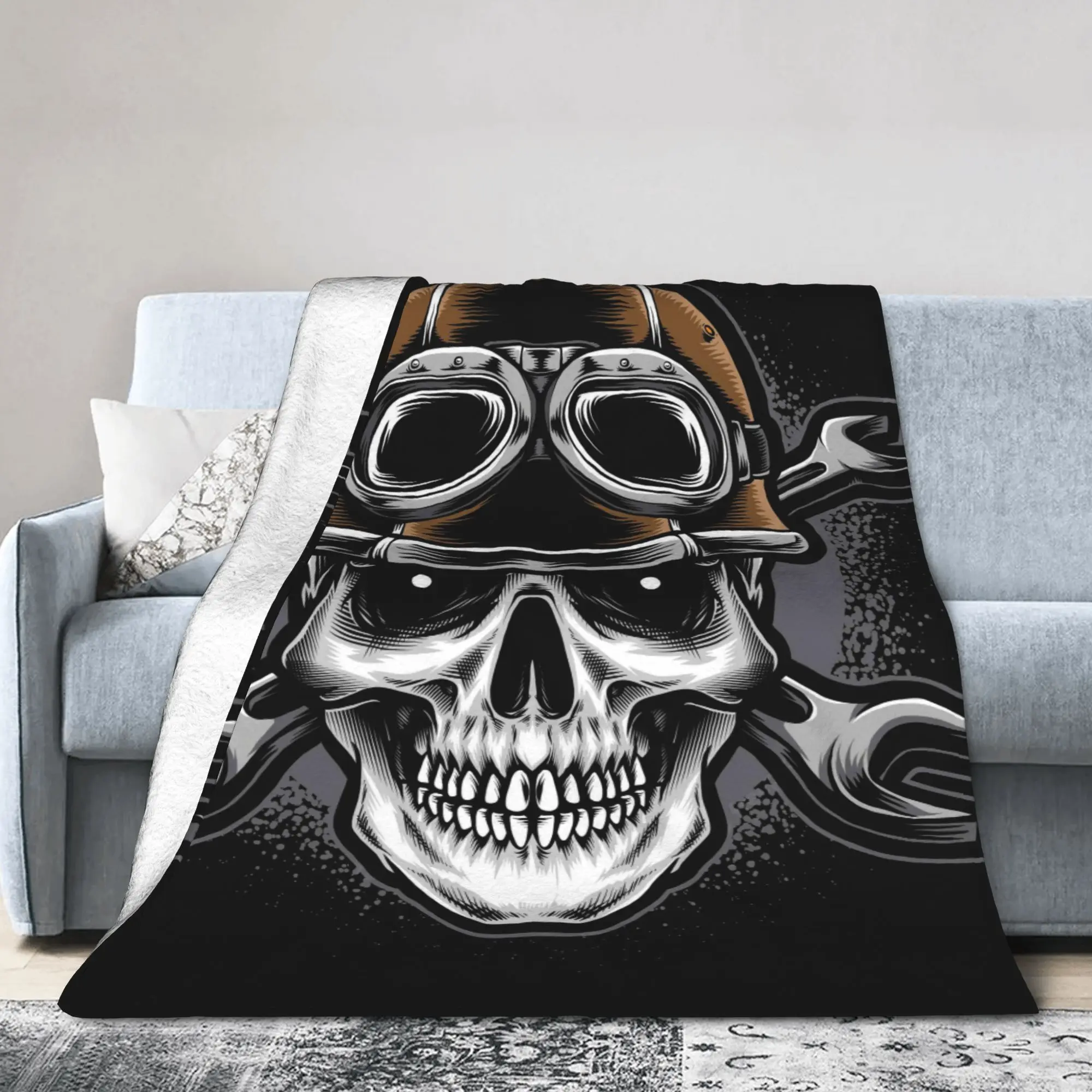 Custom Scuba Skull Dive Diver Blanket Warm Fleece Soft Flannel  Throw Blankets for Bedroom Sofa Outdoor Autumn